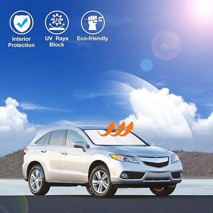 Windshield Sun Shade Custom Fit for 2013-2018 Acura RDX Accessories Foldable Window Sunshade Sun Blocker Protect Car from Sun Rays & Heat Damage Keeps Car Cooler