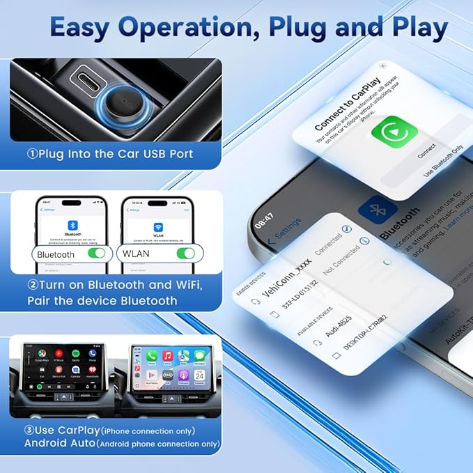 CarlinKit MINI Ultra 3 Wireless CarPlay Adapter - for with OEM Wired Cars - The Smallest Looks - The Simplest to use - Convert Wired to Wireless