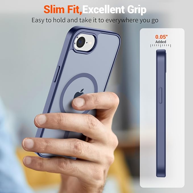 SUPFINE Magnetic for iPhone 17e Case/iPhone 16e Case (Compatible with MagSafe)(Military Grade Drop Protection) Slim Translucent Matte Shockproof with Anti-Fingerprint Phone Case,Lavender Gray
