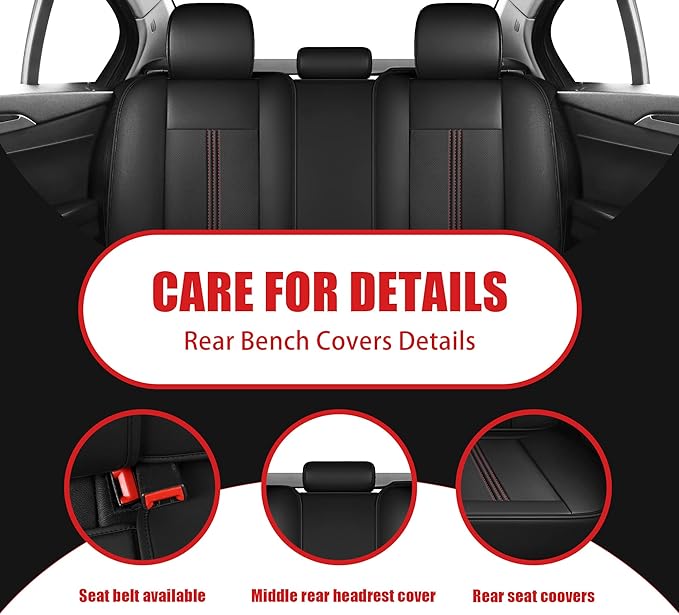 LINGVIDO Car Seat Covers Full Set (5 Seats) - Premium Perforated Nappa Leather, Waterproof Shield, Omni-Adapt Fit SUVs Sedans, Ultimate Family & Pet Protection