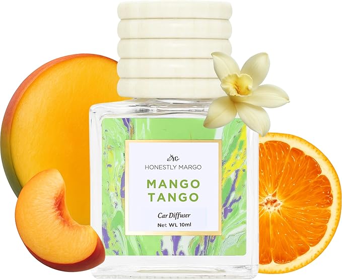 Honestly Margo Mango Tango Car Diffuser Air Freshener (0.34 Fl Oz, Pack of 1) – Stylish Scent Diffuser with Perfume – Must-Have Essentials for Women, Car Fresheners Long Lasting for a Fresh Drive