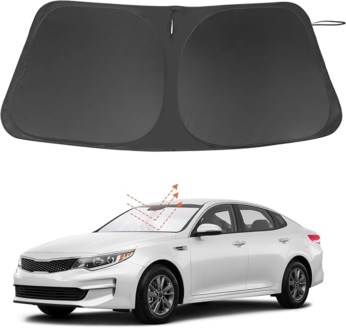 Windshield Sun Shade Custom Fit for 2016-2020 Kia Optima (Not for 2021 KIA K5) Accessories Foldable Sunshade Sun Blocker Protect Car from Sun Rays & Heat Damage Keep Car Cooler