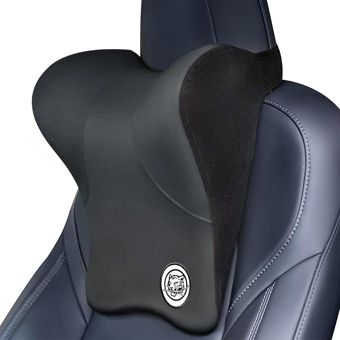 Car Neck Pillow for Driving Seat, Soft Memory Foam Headrest Pillow with Adjustable Strap and Removable Cover, Ergonomic Neck Support for Car, Office Chair, Gaming Chair – Dark Grey
