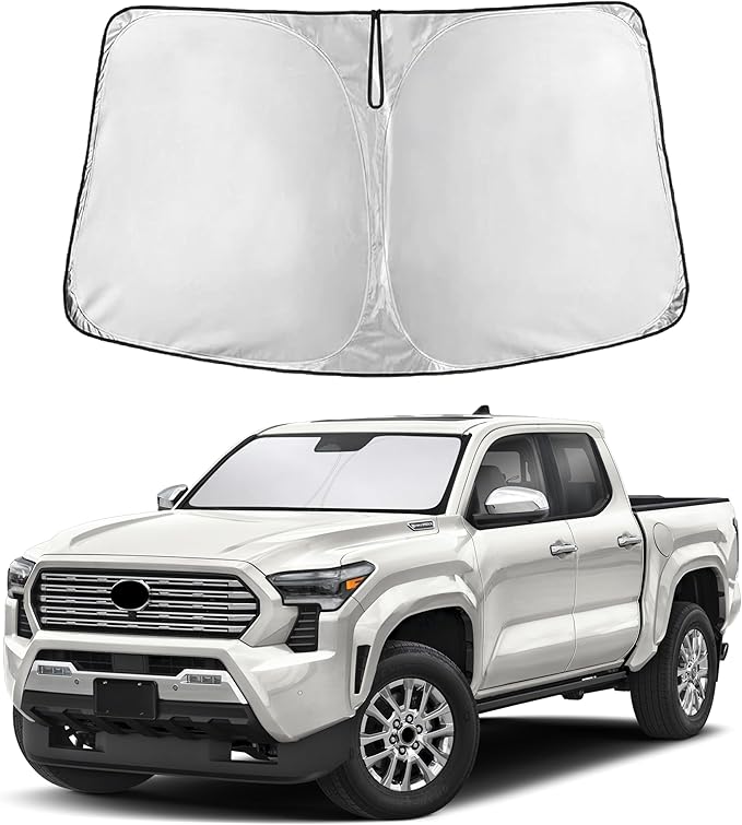 EcoNour Windshield Sunshade Compatible for Toyota Tacoma 2024 2025 2026, Sun Visor for Front Windshield & Window Sun Shade Cover, UV Heat Blocker & Protector, Car Accessories