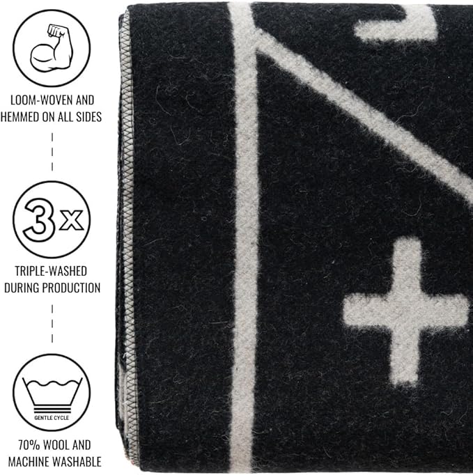 Arcturus Rainier Wool Blanket, Warm, Thick, Washable Wool Blanket for Home, Outdoors, Camping, Tailgates, Picnic, Hunting, Travel & Emergency Kits, Twin Size, 4.5 lb, Castle Rock