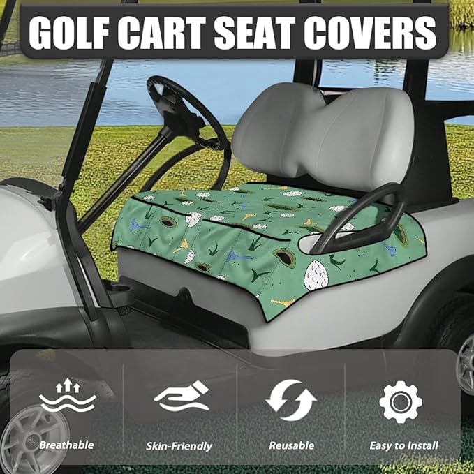 Biyejit Golf Cart Seat Covers with 4 Pockets Golf Cart Seat Towel Blanket Fits 2-Seat Golf Carts, Golf Cart Accessories