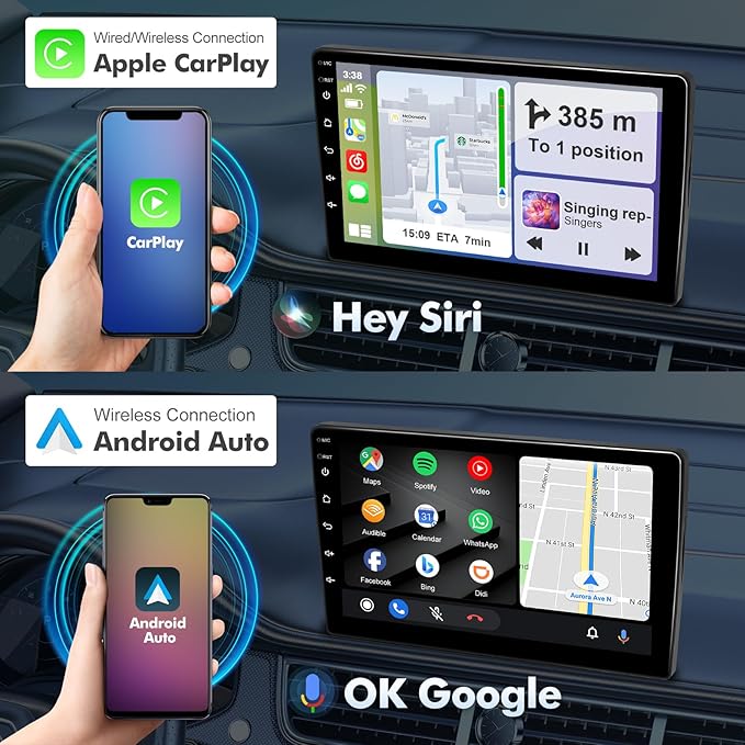 10.1 Inch IPS Touchscreen Android 13 Car Stereo for Toyota Highlander 2014-2019 with Wireless CarPlay & Android Auto 4+64GB Car Radio, Support GPS, WiFi 6, Bluetooth,5.4, FM, Backup Camera, SWC, USB