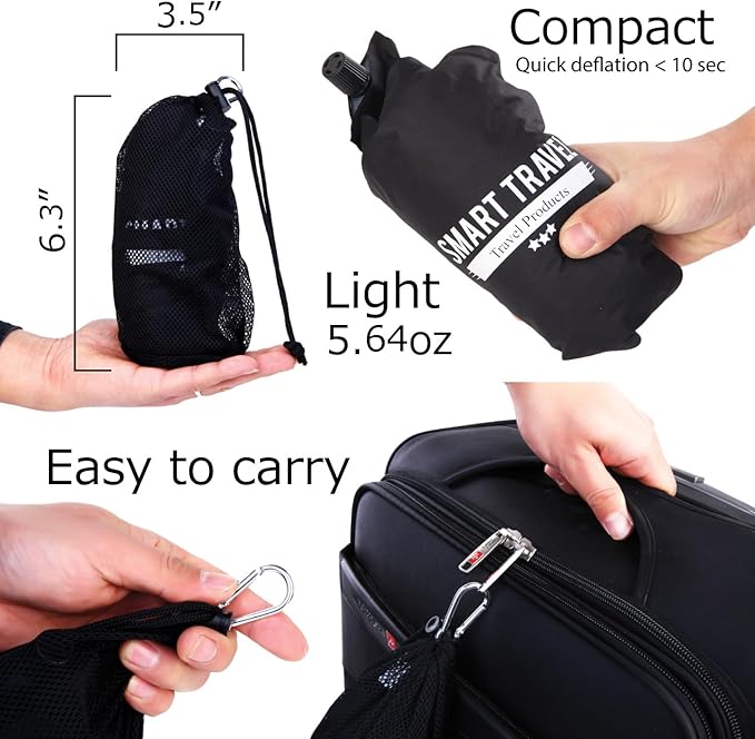 SmartTravel Travel Products Inflatable Travel Lumbar Pillow for Airplane Seat – Adjustable Lower Back Support Cushion for Long Flights