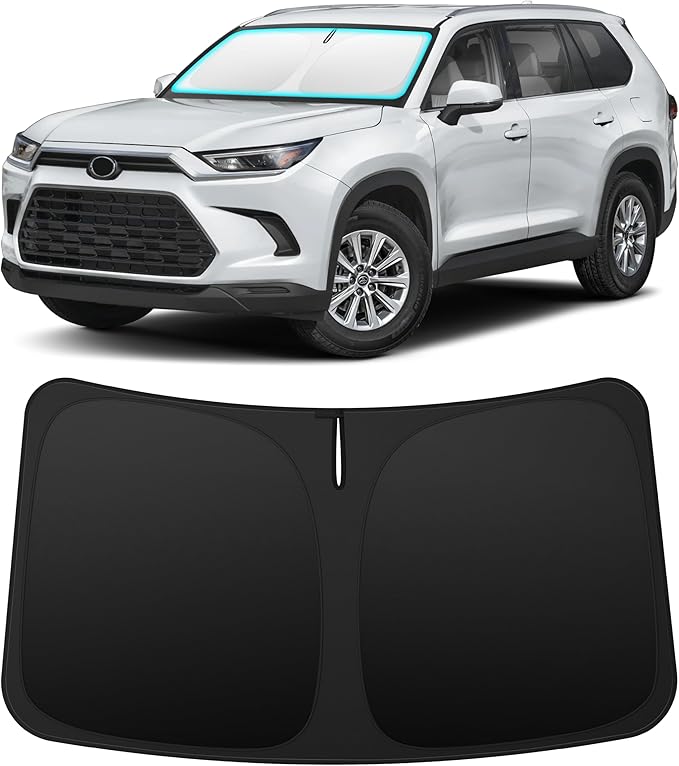 INSAUTO Custom Fit Windshield Sun Shade Accessories for Toyota Grand Highlander 2024-2026, Foldable Front Window Sunshade, UV & Heat Reflector, Keeps Interior Cool, Includes Storage Bag