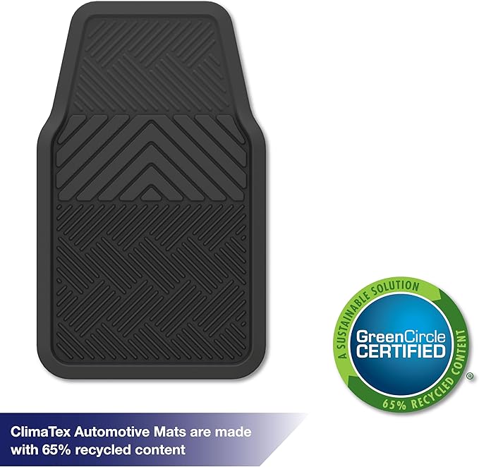 ClimaTex Heavy Duty Car, Truck, Van, and SUV Automobile Floor Mats for Floor Protection, Weatherproof Deep Channel No-Slip Front and Back Seat Floor Mats, 4 Piece Set, Gray