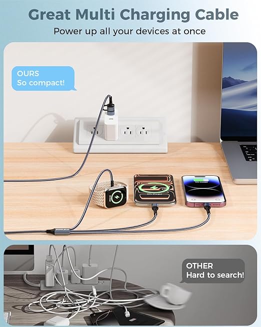 Travel Essentials for Apple Watch Charger,Multi Charging Cable for iPhone 17,iWatch Charger USB C Cord,Car Cruise RV Camping Essentials 2026 for iWatch Ultra/11&iPhone 16/15, Xbox One Cables