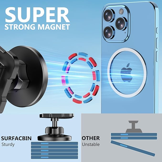 Surfcabin CNC Magnetic Truck Air Vent Phone Holder, Metal Phone Mount Cradles for F150, Compatible with Ford F150 2021-2026 & Super Duty F250 F350 F450 2021-2025 and Most Cellphones