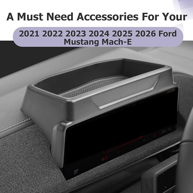 LUWU 2026 Mustang Mach E Dashboard Storage Tray Compatible with Ford Mustang Mach E 2021-2026 Accessories Center Console Display Box Hidden Organizer Tray Behind Screen (Only Fit for 10.2-inch Screen)