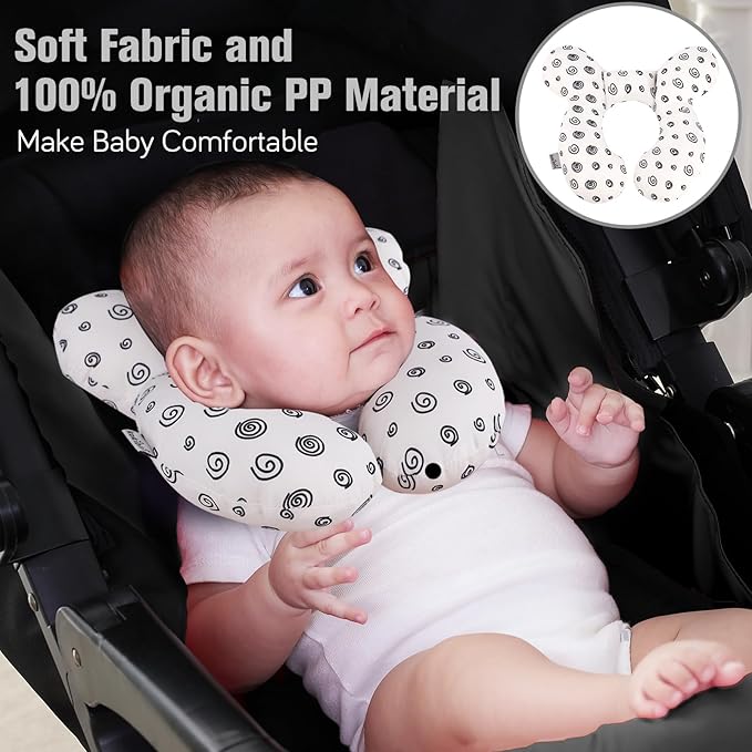 KAKIBLIN Baby Neck Pillow, Baby Head Pillow, Upgraded Travel Support Pillow for Carseat, Neck Support for Car Seat, Stroller, Pushchair (Snail)