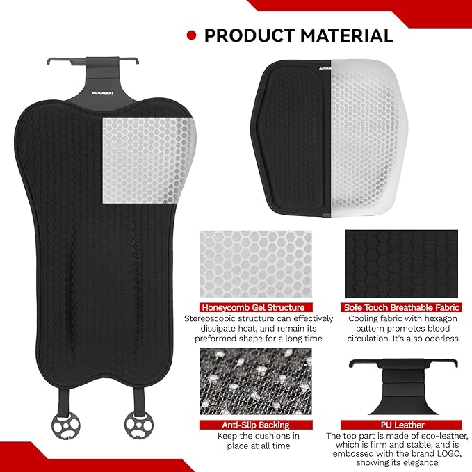 Lumbar Support Pillow for Car + Car Seat Cushion,Gel Lumbar Support Pillow & Seat Cover Relief Back Sciatica Pain for Car Seat Cushion,Car Seat Lumbar Support with Adjustable Straps Improve Posture