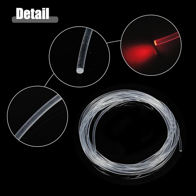 ACROPIX 3mm 0.12" 5m 16.40ft Universal Glow Optic Fiber Cable Car Light Decoration Clear - Pack of 1