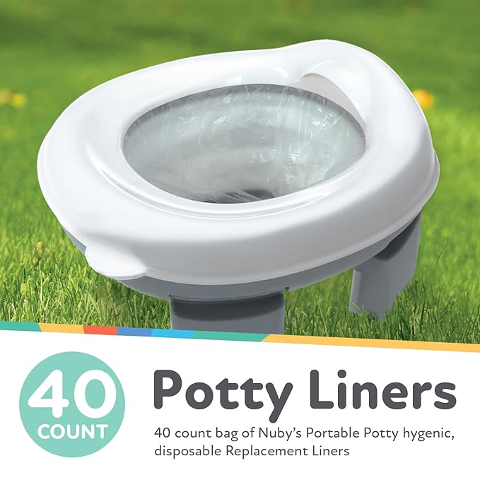 Nuby Portable Potty Replacement Liners - Disposable Potty Liners - Toddler Potty Training Essentials - 40 Count
