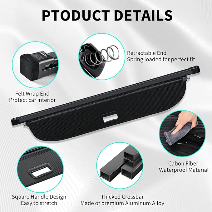 Tecoom Cargo Cover fit for Subaru Crosstrek Impreza Accessories 2024, Retractable Rear Trunk Cover Luggage Security Shade, Anti-Peeping Privacy Screen Protector, Carbon Fiber Texture