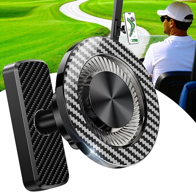 Black Magnetic Golf Cart Phone Holder, Golf Accessories Gifts for Men Dad Husband Unique, Birthday Golf Gifts for Men Him Boyfriend, 360° Rotation Phone Mount for Golf Cart, Golfers Must Haves Gadgets