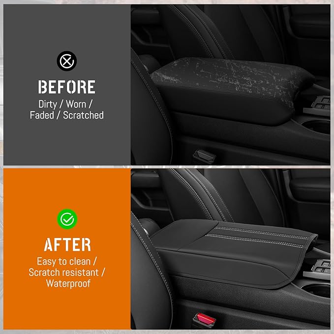 Center Console Armrest Cover Compatible with Honda Pilot 2023 2024 2025 2026, Ridgeline Passport 2024-2026, Armrest Pad Lid Cushion,Center Console Protector Pad (White Stitching)