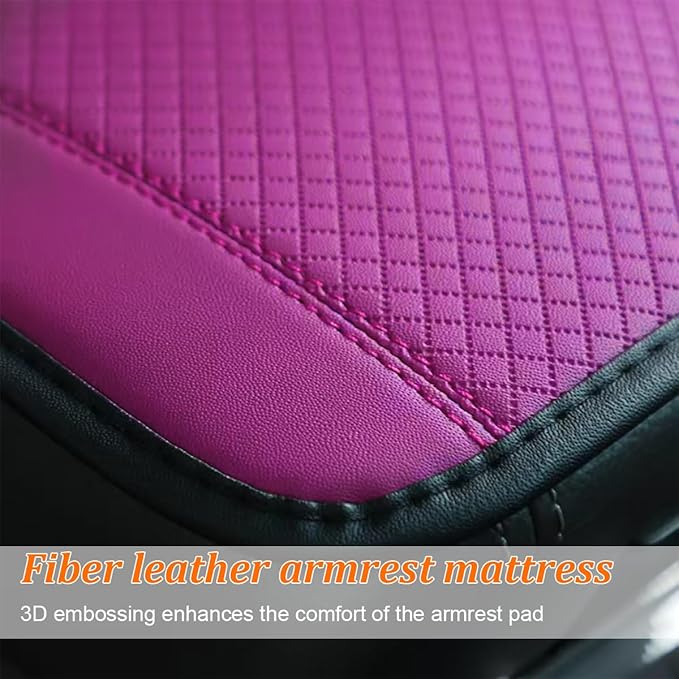 Car Center Console Cover, PU Leather Vehicle Armrest Seat Box Cover Protector, Comfortable Automotive Interior Arm Rest Cushion Pad Accessories, Universal for SUV Sedan Truck (Purple)