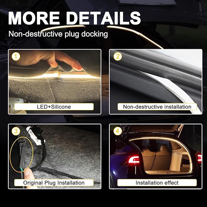 Tlyard Ambient Led Trunk Lights for Tesla Model Y Juniper 2025 2026 Back Interior Frunk Lightning String for Neon Atmosphere Compatible with Tesla Juniper Accessories