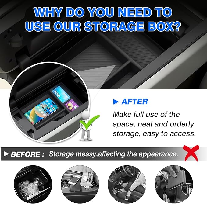 Autorder Center Console Organizer for 2024-2026 Mazda CX-90 CX90 CX-70 CX70 Accessories Armrest Storage Box Secondary Insert Tray with Anti-Slip Mat