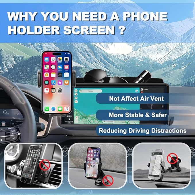 Car Phone Holder Fit for 2023-2025 Honda Accord Accessories Phone Mount 12.3-inch Screen Fixed Clip, Cell Phone Automobile Cradles Hands-Free 360 Degree Rotation Not Affect Air Vent