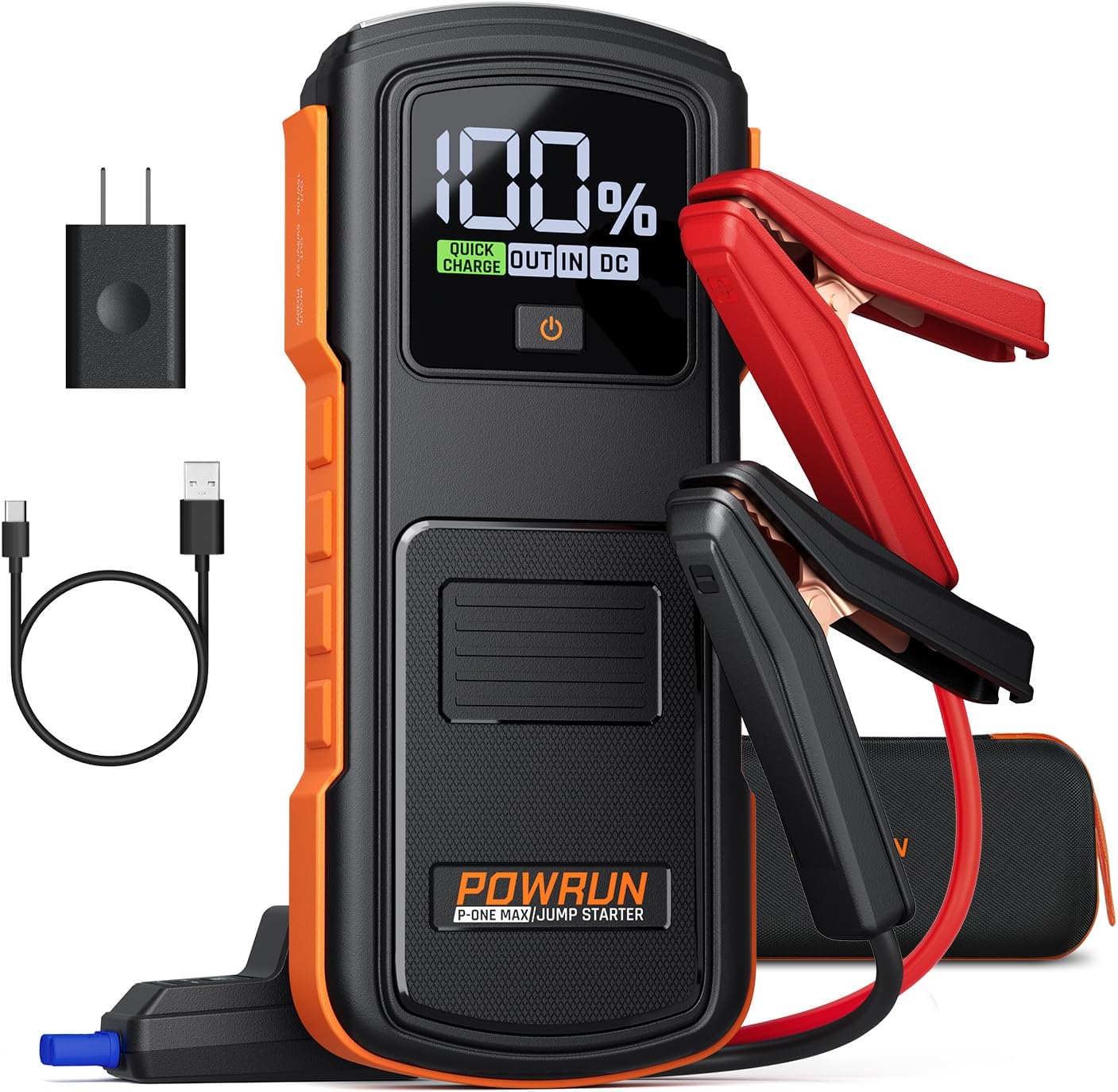 Powrun P-ONE MAX Jump Starter, 4000A Portable Jump Box, Car Jump Starter Battery Pack for All Gas or Diesel Engines up to 10.0L, 12V Car Battery Jump Starter with a Carrying Case