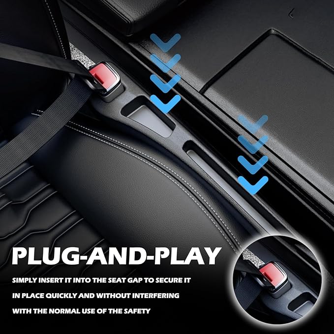 2PCS Car Seat Gap Filler Organizer,Multi-Purpose Car Seat Gap Fillers with Seats Belt Holes & Phone Holder,Universal Console Catcher Between Seats Cars Interior Accessories