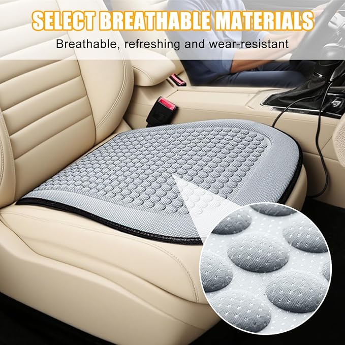 Car Front Seat Bottom Cover, Cool Breathable Anti-Slip Vehicle Driver Seat Protector Cushion, Comfortable Auto Interior Chair Protection Pad Mat, Universal for Truck SUV Sedan (Grey)