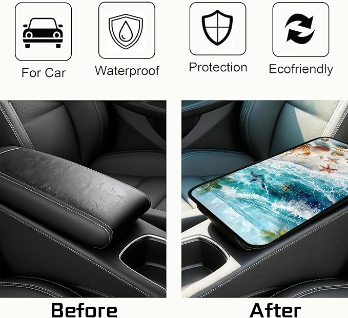 Car Armrest Cover Pad - Car Center Console Cushion Protector Against Pet Claws, Dirt and Sticky Fingers, Comfortable Auto Decor Accessory Fit for Sedan, Van, SUV (AAI-JC0117-1M)