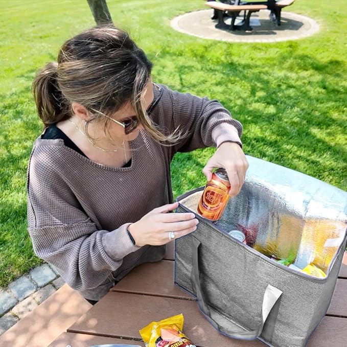 DURASACK Large Insulated Food Delivery Bag – 16"x9"x13" Reusable Thermal Tote for Hot & Cold Transport – Lightweight Grocery, Lunch, and Takeout Carrier – Water-Resistant, Foldable