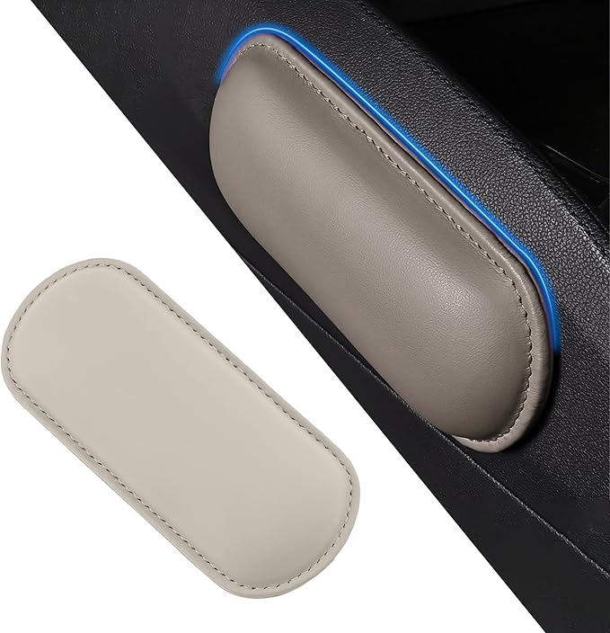 Car Center Console Knee Leg Elbow Cushion Pad, Soft Leather Door Armrest Foot Care Thigh Support Comfort Pillow, Auto Interior Accessories for Knee Pain Relief (Beige)