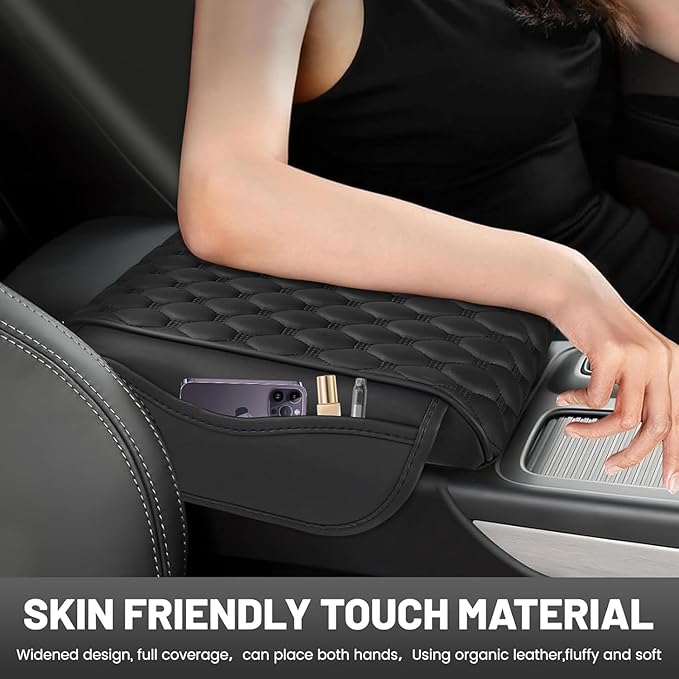 OUTMX Car Center Console Cover for 2005-2015 Toyota Tacoma, PU Leather Auto Center Console Pad Car Armrest Cushion Car Interior Accessories,Grey