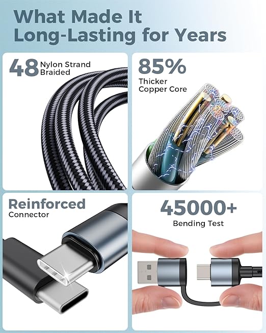 Travel Essentials for Apple Watch Charger,Multi Charging Cable for iPhone 17,iWatch Charger USB C Cord,Car Cruise RV Camping Essentials 2026 for iWatch Ultra/11&iPhone 16/15, Xbox One Cables