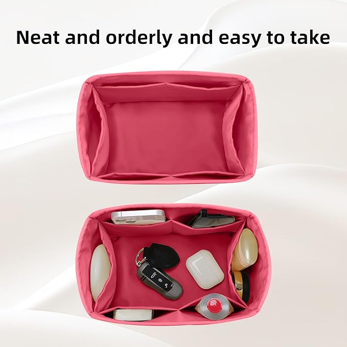 DGAZ Silk Purse Organizer Insert Fits LV Speedy 16/20/25/30/35/40/45 bags，Silky Smooth Bag Organizer，Luxury Handbag & Tote Shaper(Rose lipstick,SP35)