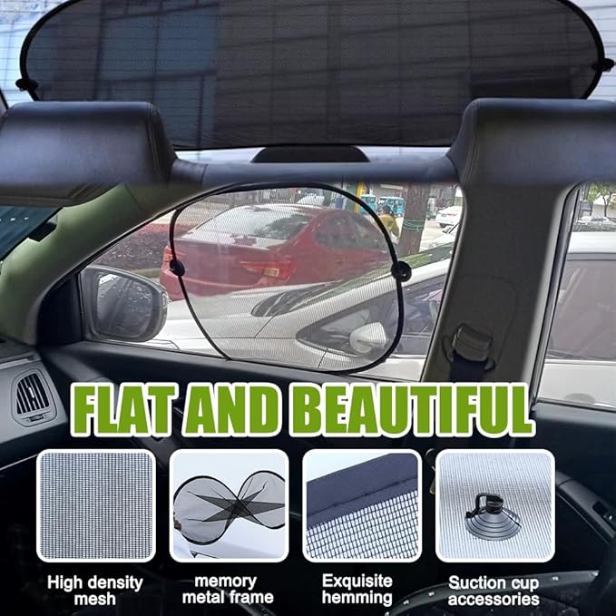 5PCS Car Window Shades, Auto Sun Shades for Side and Rear Windows, Sun Shade with Suction Cup, Sun Glare and UV Rays Protection for Child, Universal Car Accessories for Most Models