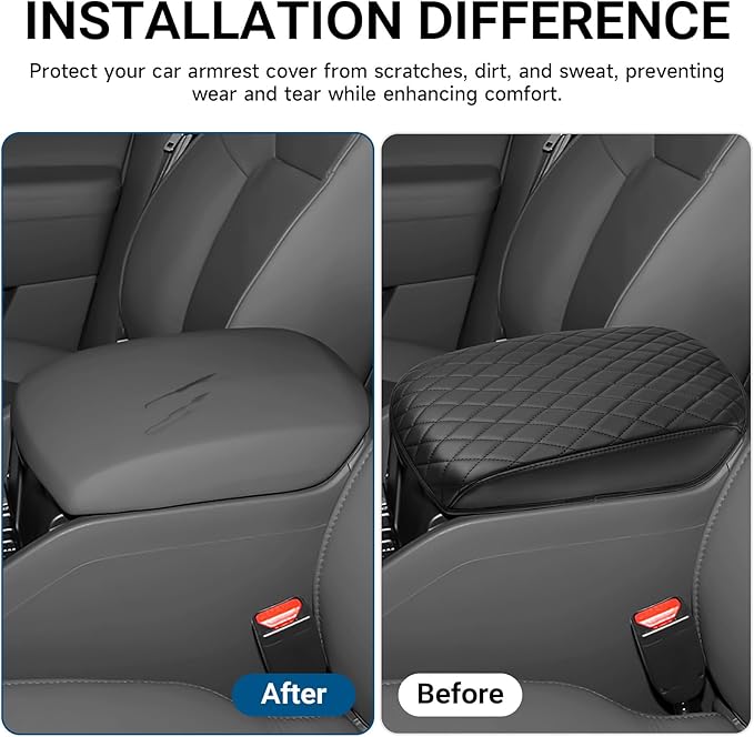 YOJOJOCO Center Console Cover Compatible with Honda 2009-2015 Pilot Accessories Leather Material Console Armrest Cover Cushion Pad Anti-Scratch