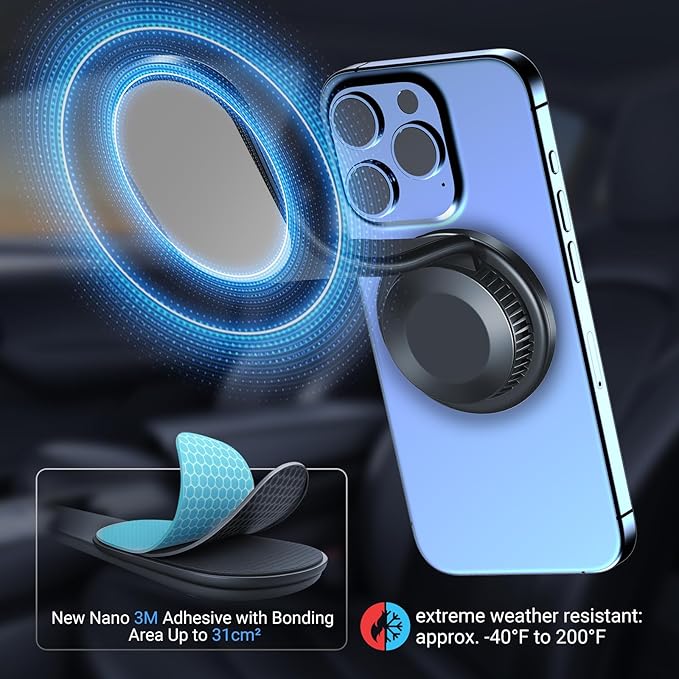 This Hill for 15W Magnetic Car Mount Charger, Aluminum Alloy Material can be Folded Repeatedly, Magnetic Wireless Fast Charging for Car Dashboard/Windshield, Suitable for iPhone 17 16 15 14 13 Series