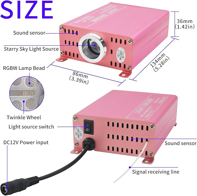 200 Piece Starlight Headliner Kit 16W RGBW Twinkle+ Music Effect + APP&Remote Control Dual Channel Control,0.03in/0.75mm*9.8ft/3m Fiber Optic Lights for Car Roof/Home Fiber Optic Star Ceiling