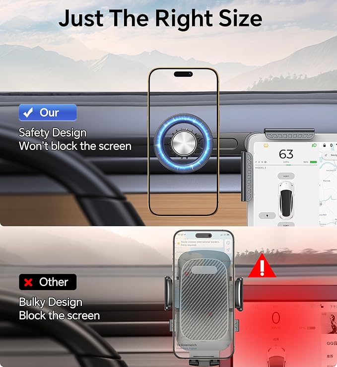 for Magsafe Car Mount, Tesla Phone Mount for Car【20 Strong Magnets】Magnetic Phone Holder for Car Tesla Phone Holder Model Y/3/S/X Accessories, No Glue Required, for iPhone 17 Pro Max 16 15 14