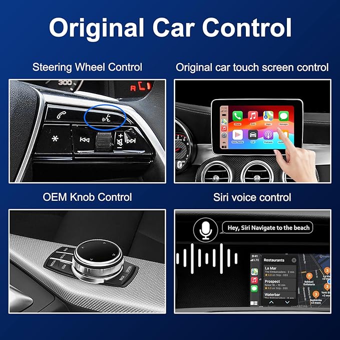 LEXXSON Wireless Carplay Android Auto Adapter for Mercedes Benz A/B/C/E/CLA/GLK/ML/SLD 2012-2015 with NTG 4.5 System, Carplay Retrofit Kit Decoder for Mercedes Benz with 2.4G, 5.8G WIFI, BT and GPS