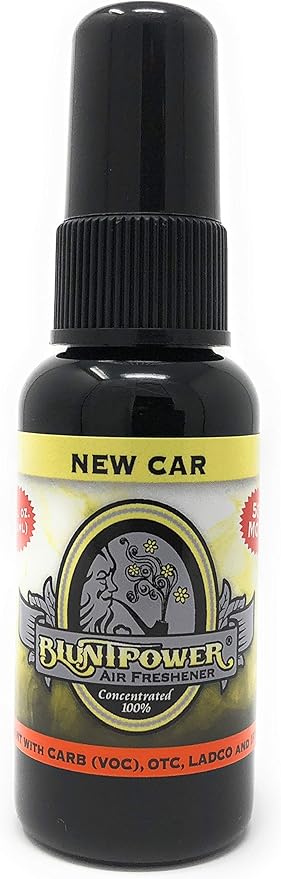 Blunt Power Air Freshener Spray, Oil Based Concentrated Air Freshener and Oil Diffuser, Air Freshener Spray for Car, Room, Bathroom, Odor Eliminator and Room Deodorizer, New Car, 1.5 oz