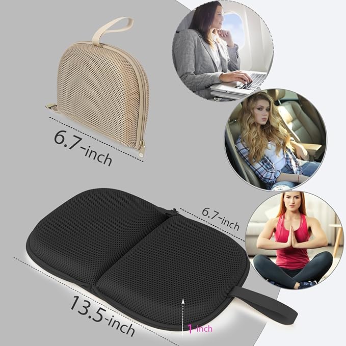 Foldable Cooling Gel Seat Cushion with Mesh Cover, Foldable Chair Cushion for Driving and Travel, Ventilative Mesh Cushion of Cooling Gel & Memory Foam for Fatigue Relief (1 in Black)