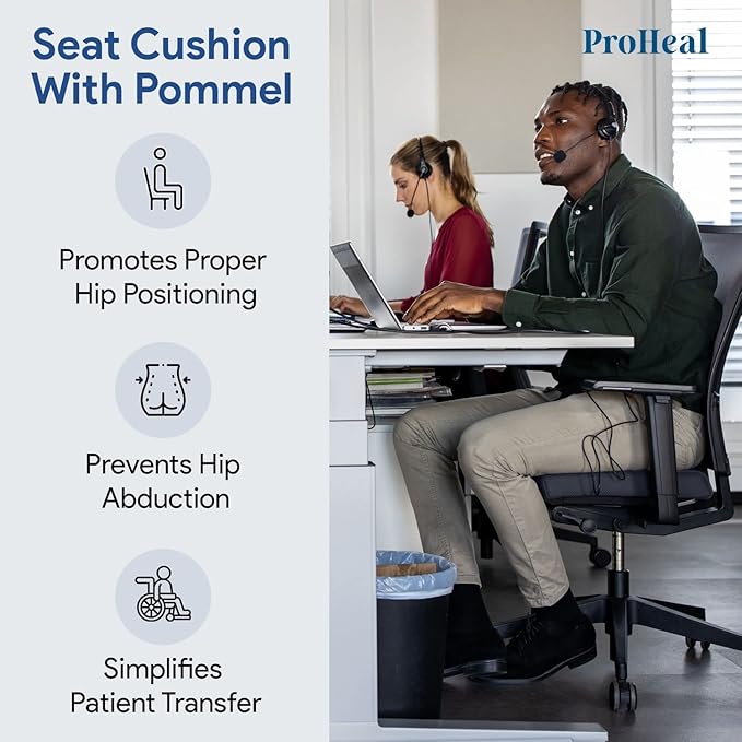 Gel Wedge Seat Cushion with Pommel, Bariatric 22" x 16" x 4" -2" - Better Posture and Hip Positioning - High Density Foam and Pressure Redistribution Gel and Back, Tailbone, and Coccyx Support
