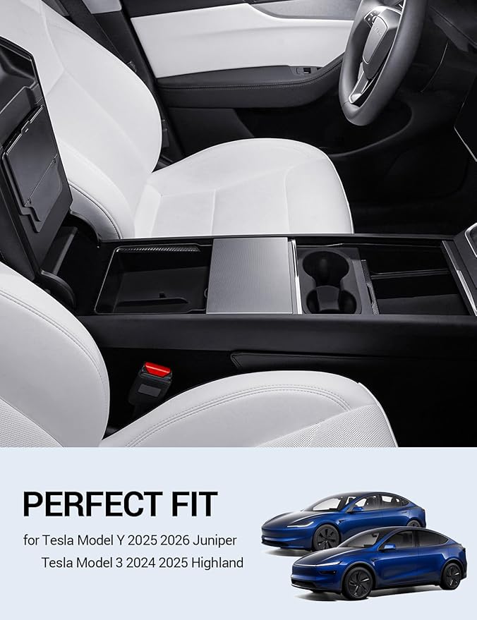 Motrobe 4PCS 2026 Center Console Organizer Tray for Tesla Model Y Juniper (Only Premium & Performance 2025/2026) Model 3 Highland (Standard, Premium & Performance 2024/25/26) Accessories