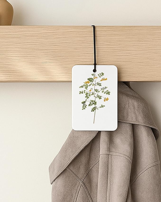 Rustic Green Botanical Car Air Freshener 4 Pcs Coconut Scented, Floral Car Accessories Mirror Decor for Women, Cottagecore Flower Aesthetic Hanging Air Freshener for Cars Closet Drawer Books