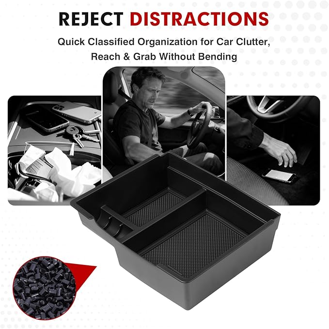 Autorder Center Console Organizer for 2024-2026 Toyota Tacoma Accessories Armrest Storage Box Secondary Insert Tray with Black Non-Slip Silicone Mats