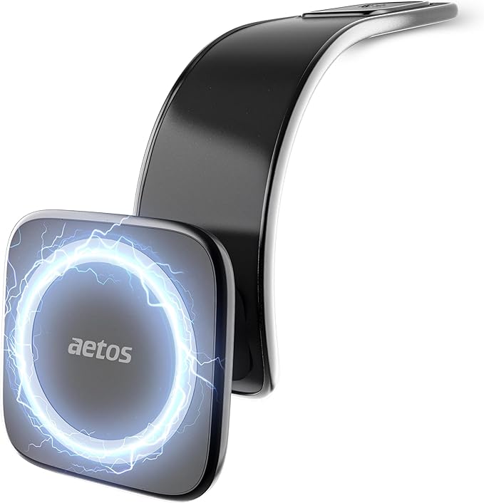 aetos for iPhone MagSafe Car Mount Phone Holder Fits iPhone 17/16/15/14/13/12 Pro/Plus/Max and Android Phones with Ring Adaptor. 360° Rotating Head & Bendable Alloy Arm for a Simplicity Modern Design